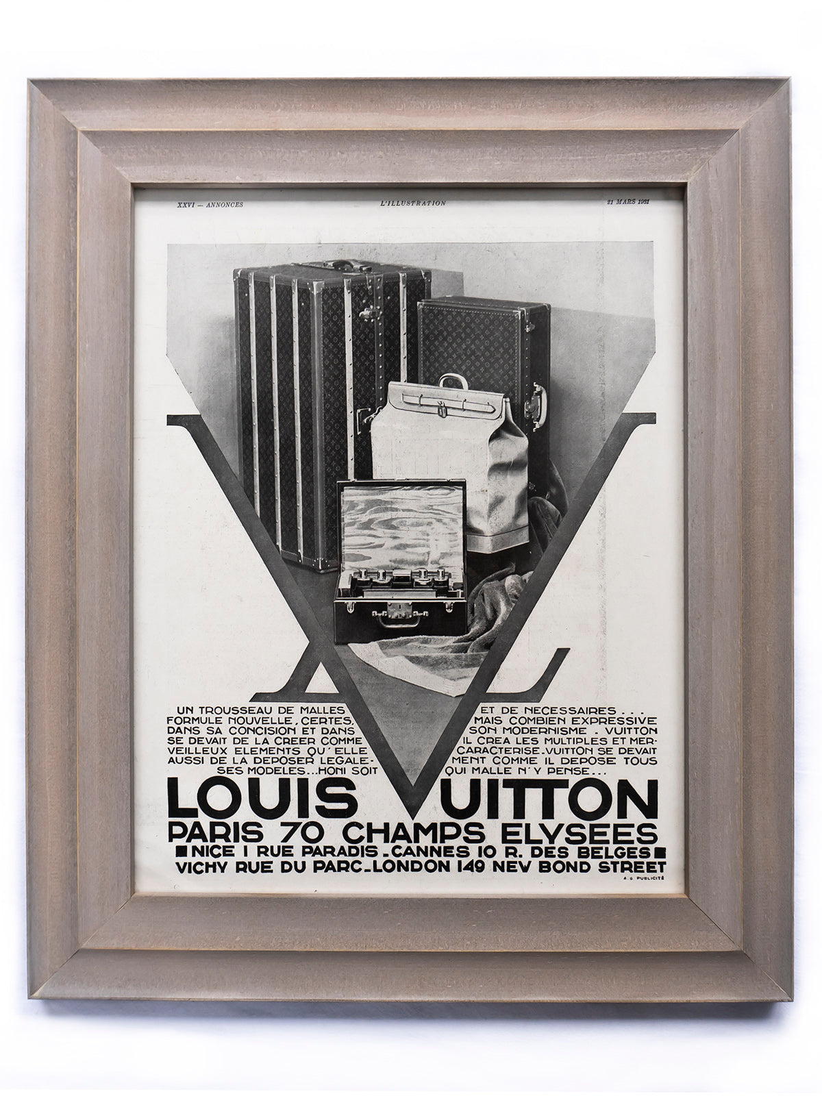 Framed 1931 Original Louis Vuitton French Advertisement