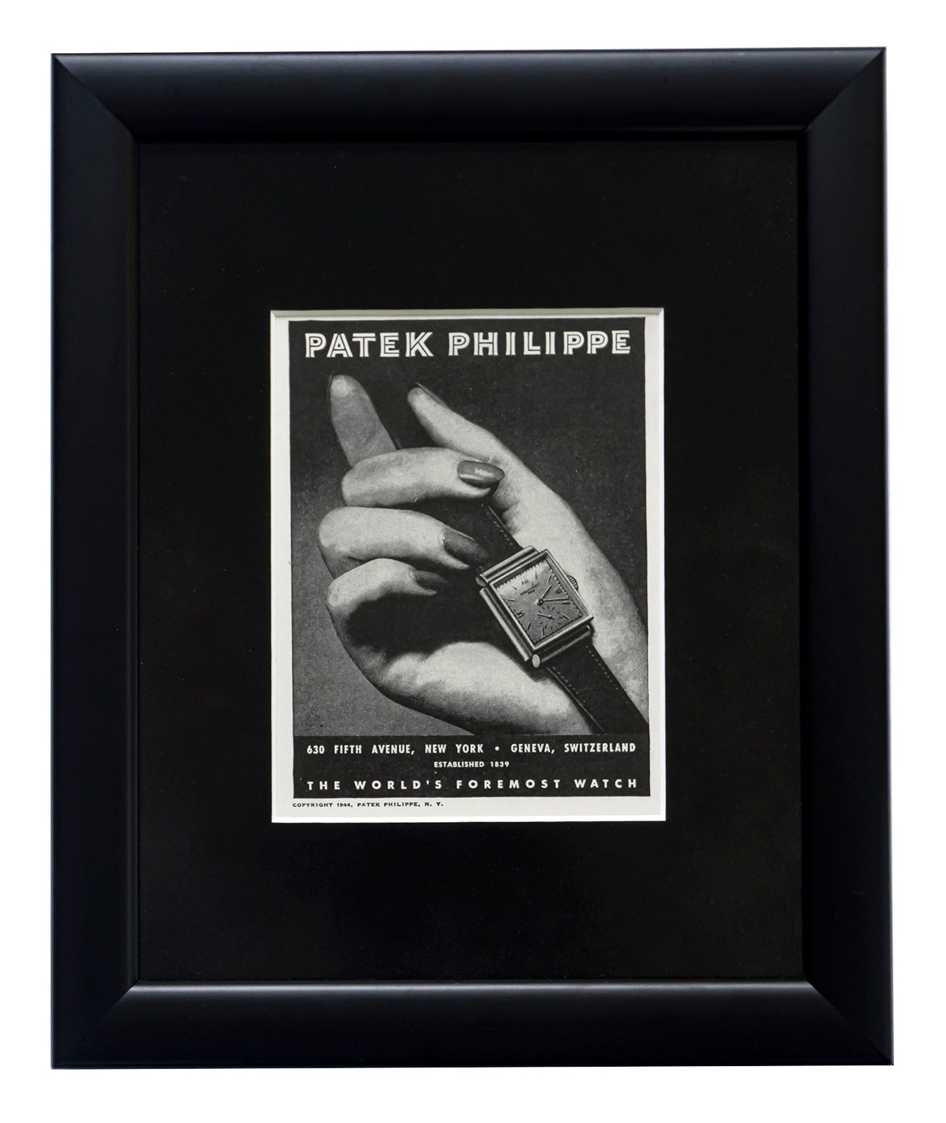 Framed 1944 Original Patek Philippe Advertisement