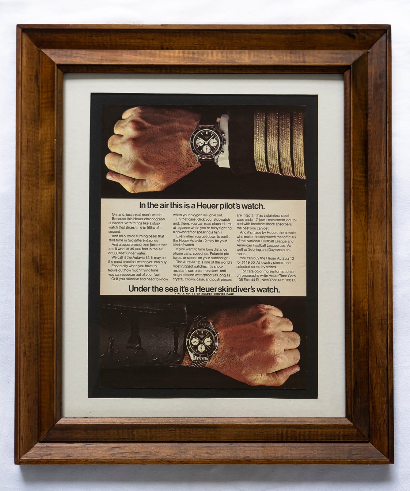Framed 1966 Original Heuer Autavia 12 Watch Advertisement