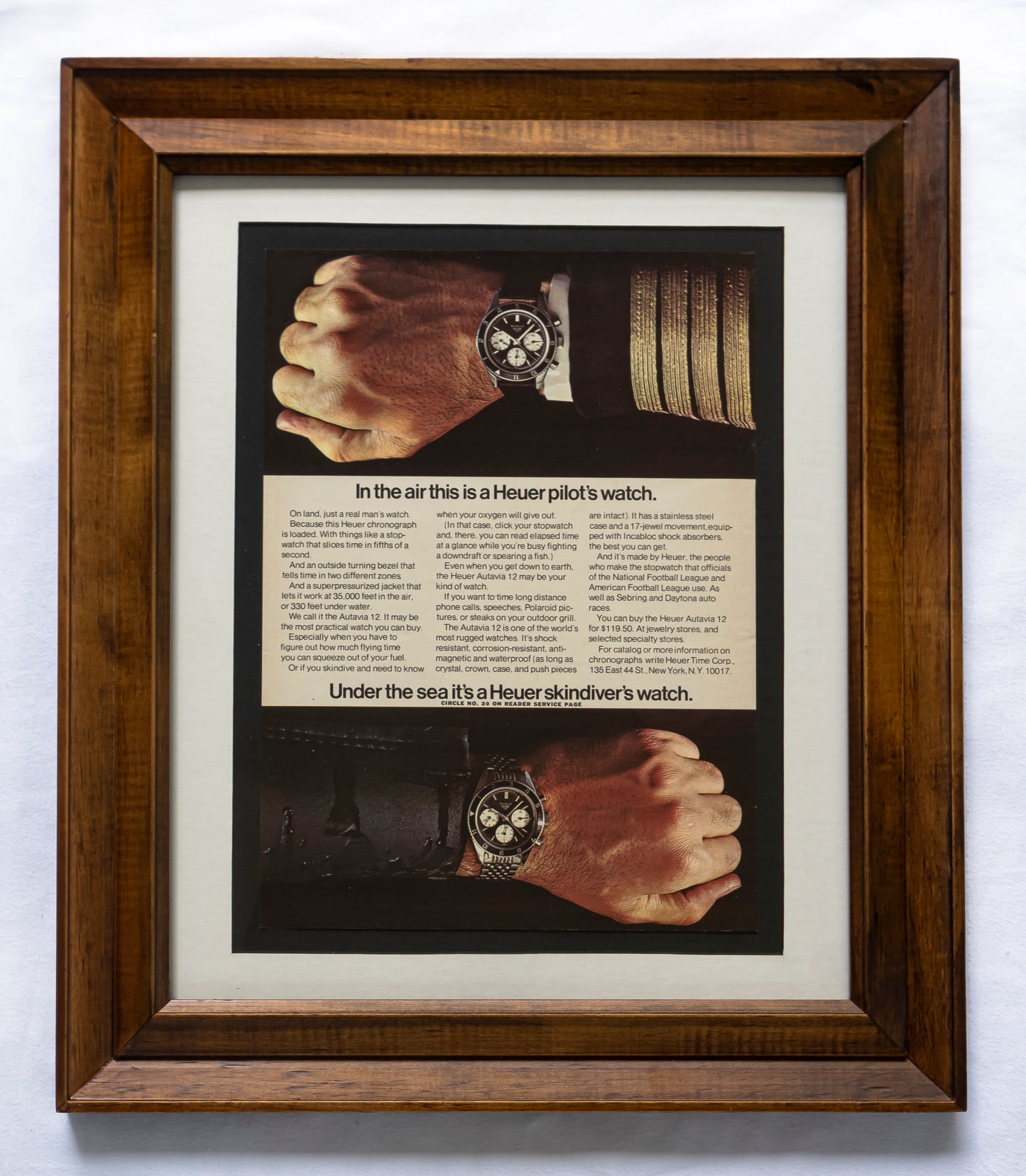 Framed 1966 Original Heuer Autavia 12 Watch Advertisement