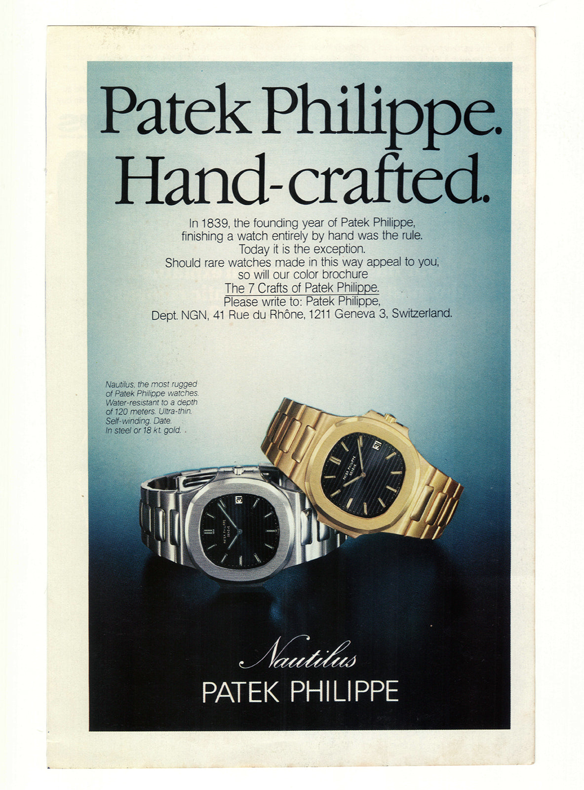 1979 Patek Philippe Nautilus Advertisement
