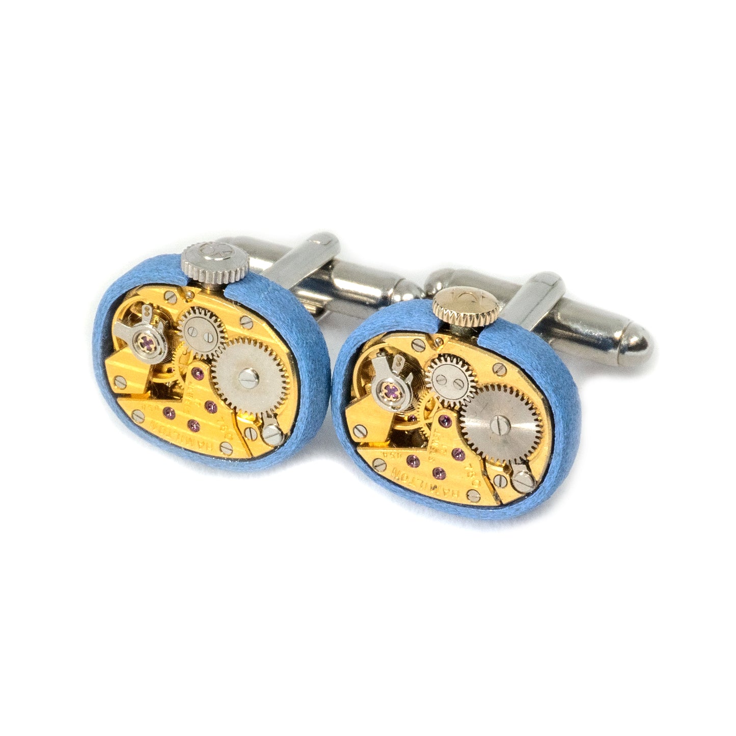 Gold Hamilton Watch Movement Cuff Links in 3d Printed Cases