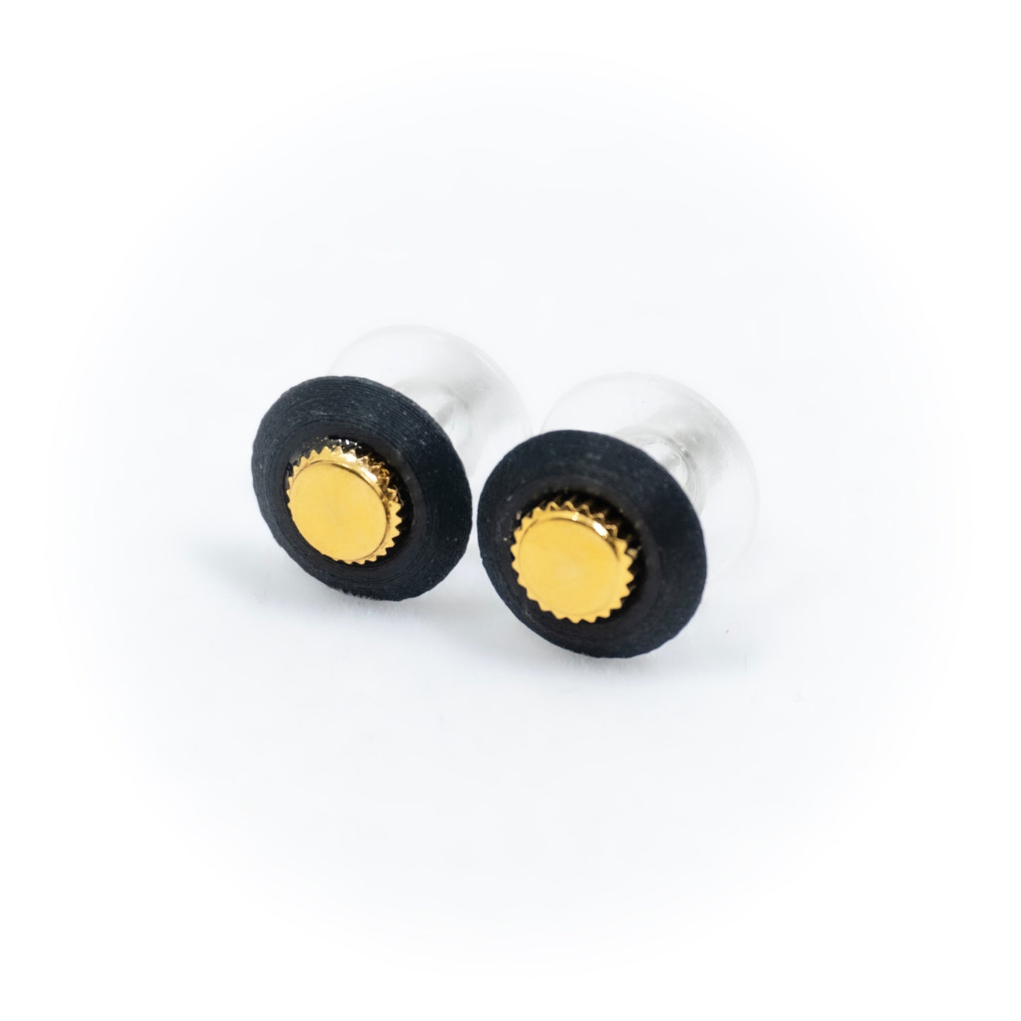Watch crown stud earrings carbon fiber cases