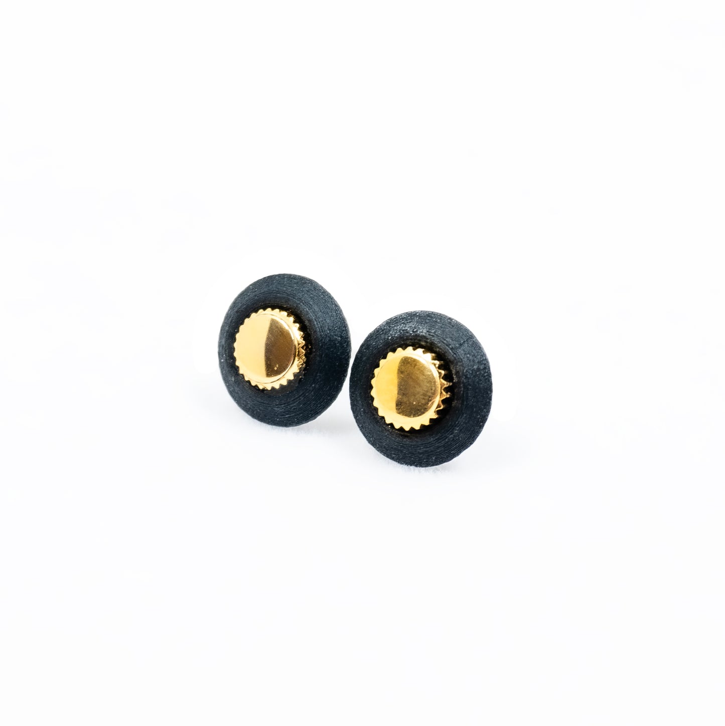 Watch crown stud earrings carbon fiber cases