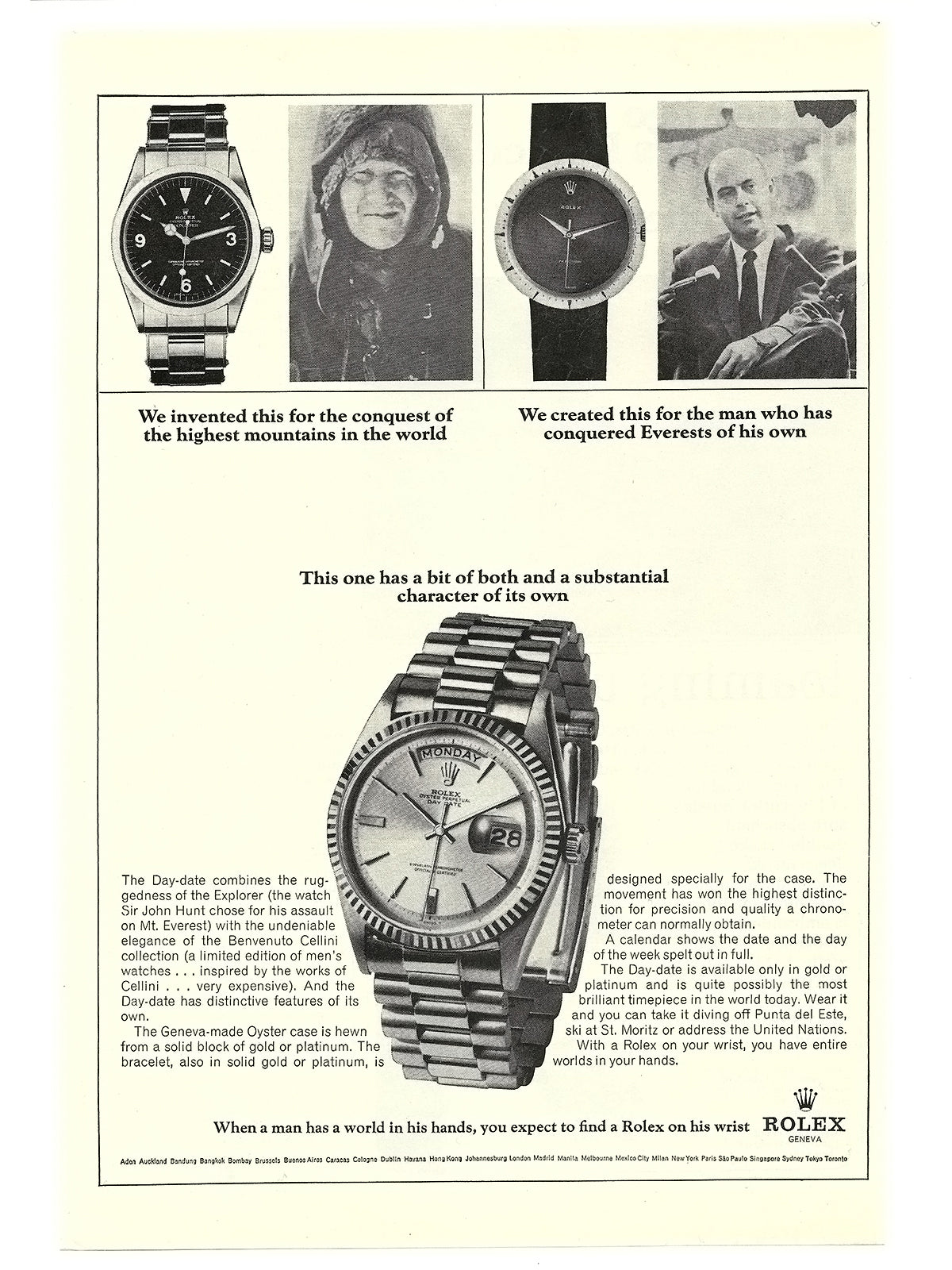 1967 Rolex Explorer Day-Date Cellini Advertisement