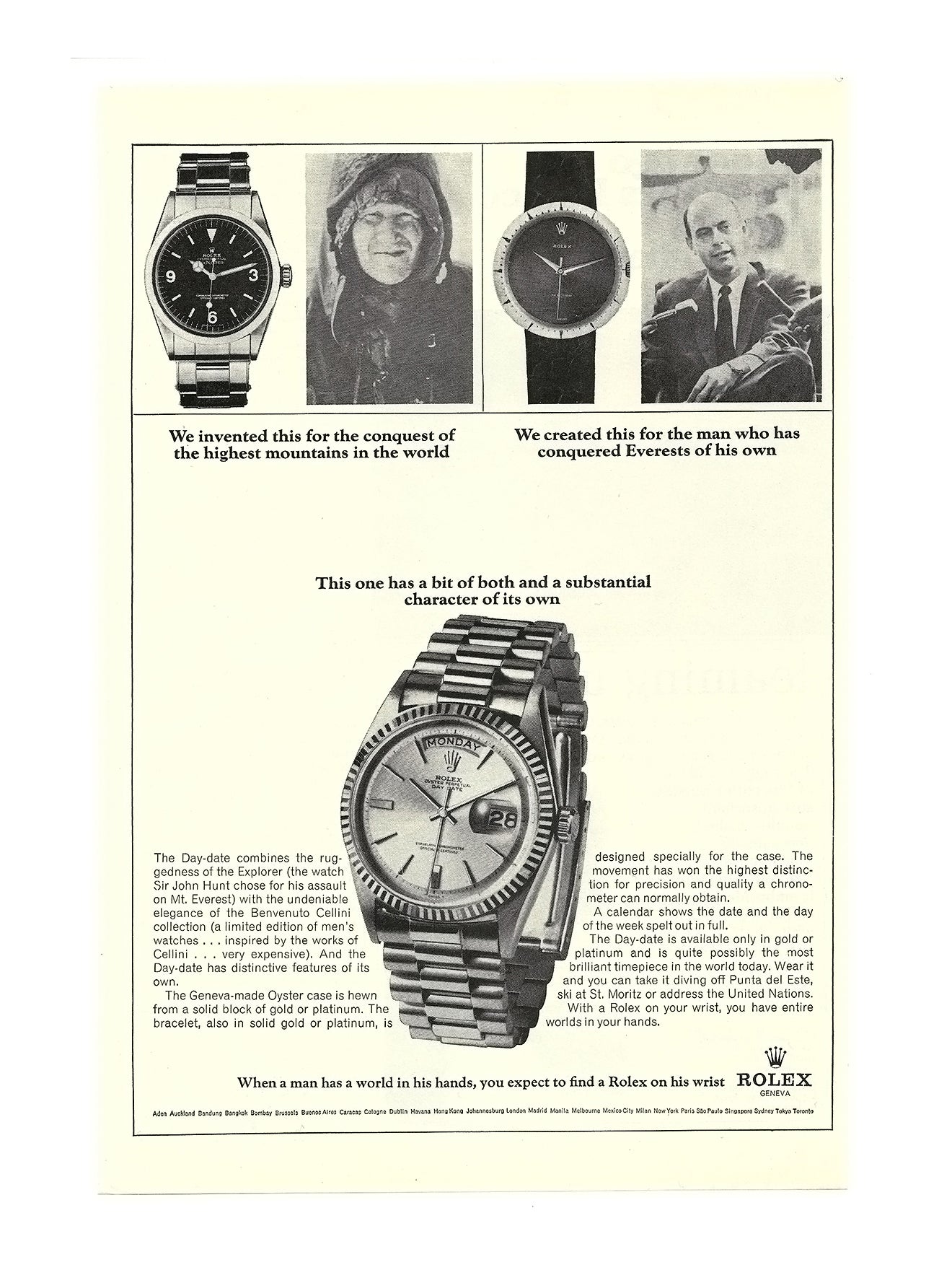 1967 Rolex Explorer Day-Date Cellini Advertisement